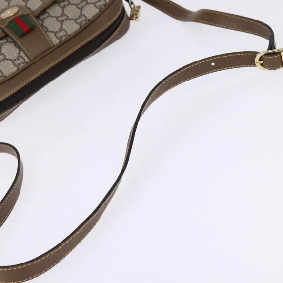 GUCCI GG Plus Supreme Web Sherry Line Shoulder Bag PVC Beige Gold Auth gh909 - Picture 8 of 16